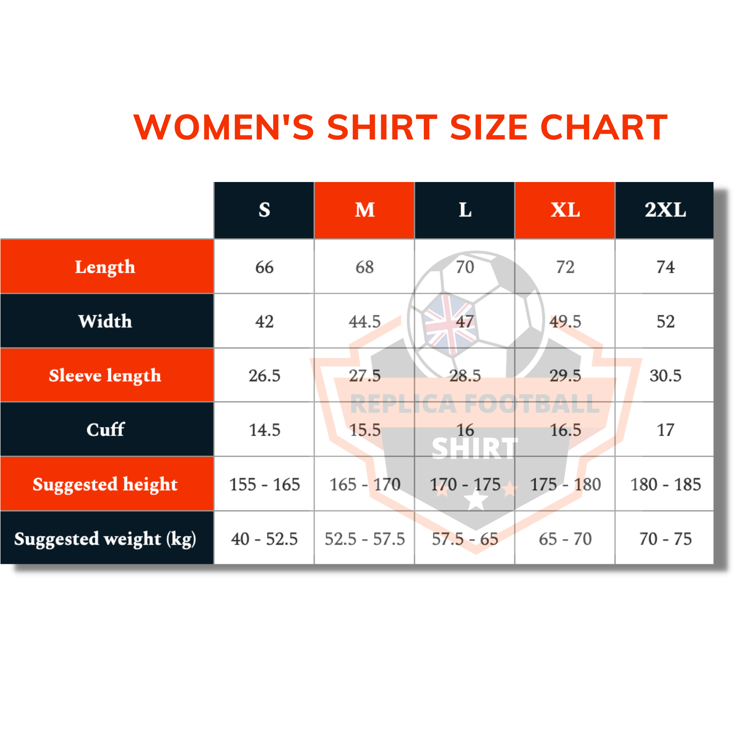 Women's Shirt Size Chart