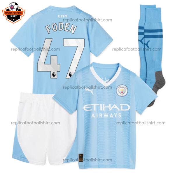 Man City Home Kids Replica Kit Foden 47 - front