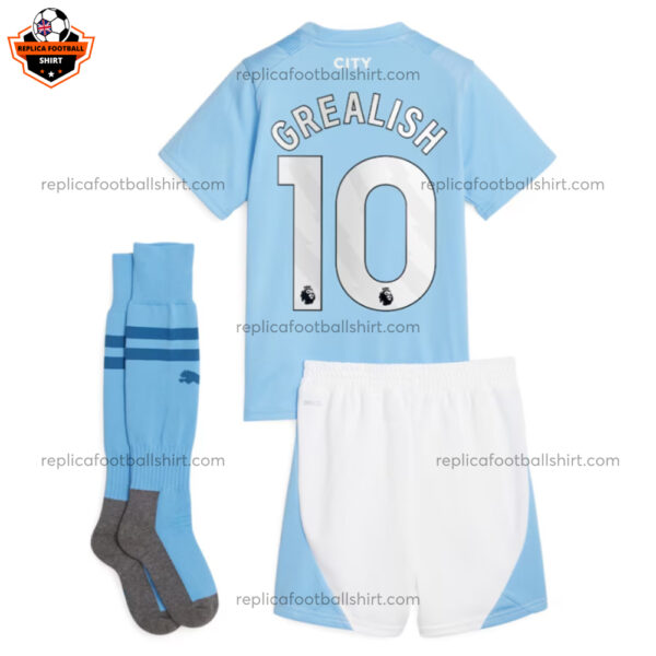 Man City Home Kid Replica Kit Grealish 10 - back