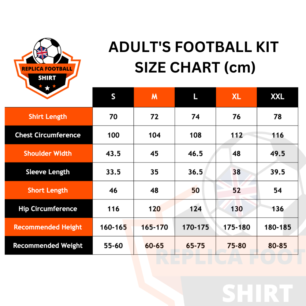 RFS Adult Kit Size Chart