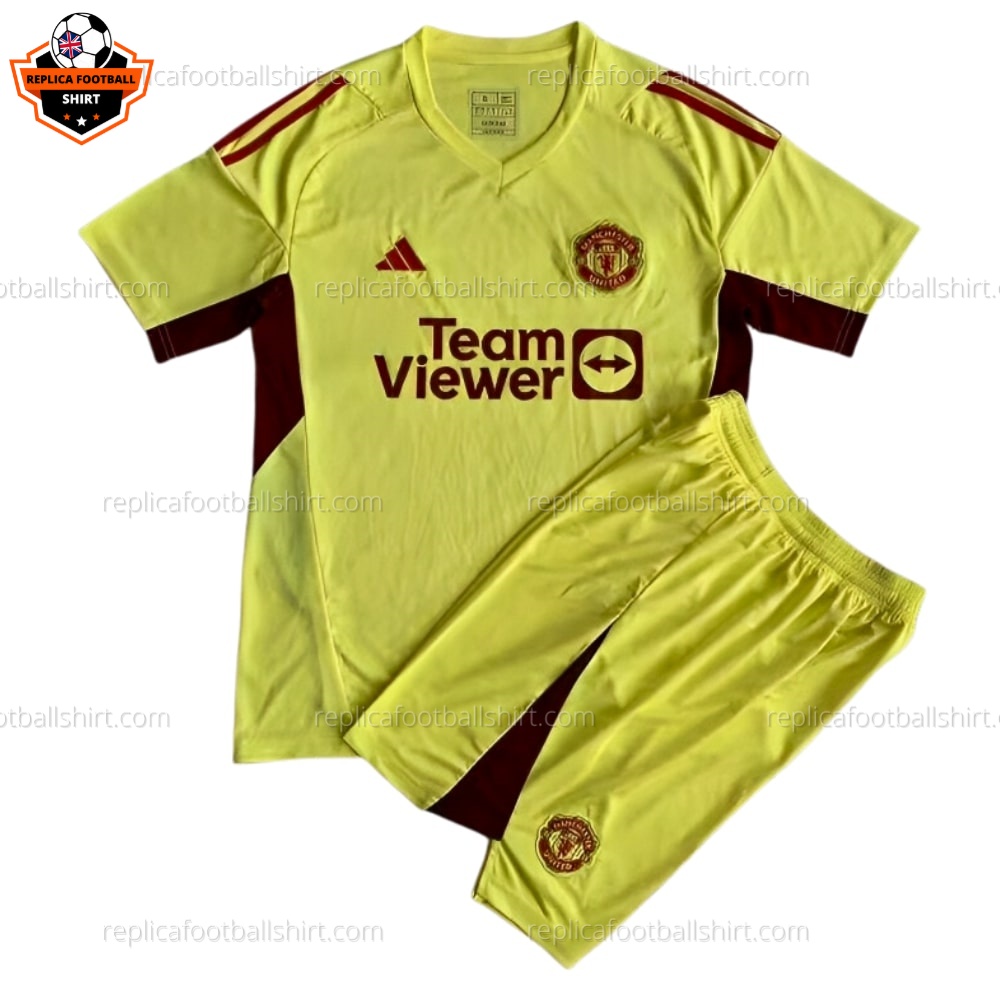 Man Utd Yellow Goalkeeper Kid Replica Kit