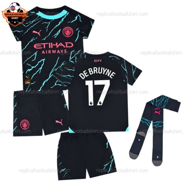 Man City Third Kid Replica Kit Bruyne 17 - front