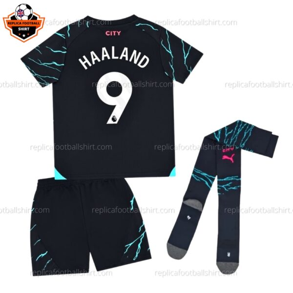 aMan City Third Kids Replica Kit 23/24 Haaland 9 - back
