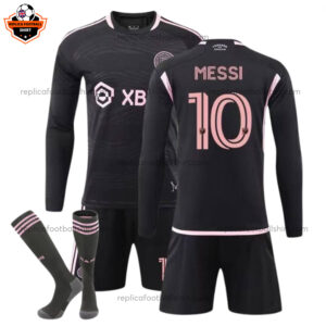 Inter Miami Away Kid Replica Kit Long Sleeve MESSI 10 - front