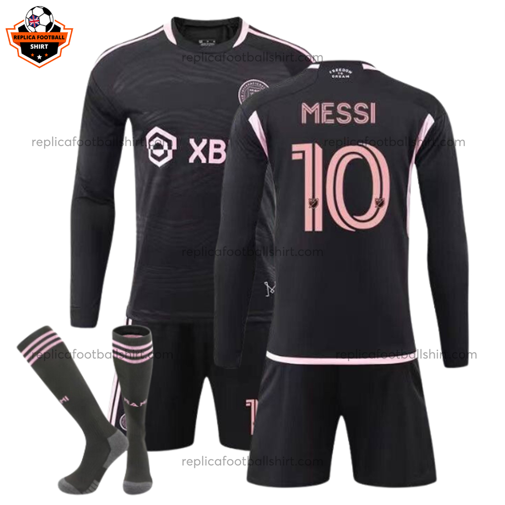 Inter Miami Away Kid Replica Kit Long Sleeve MESSI 10 - front