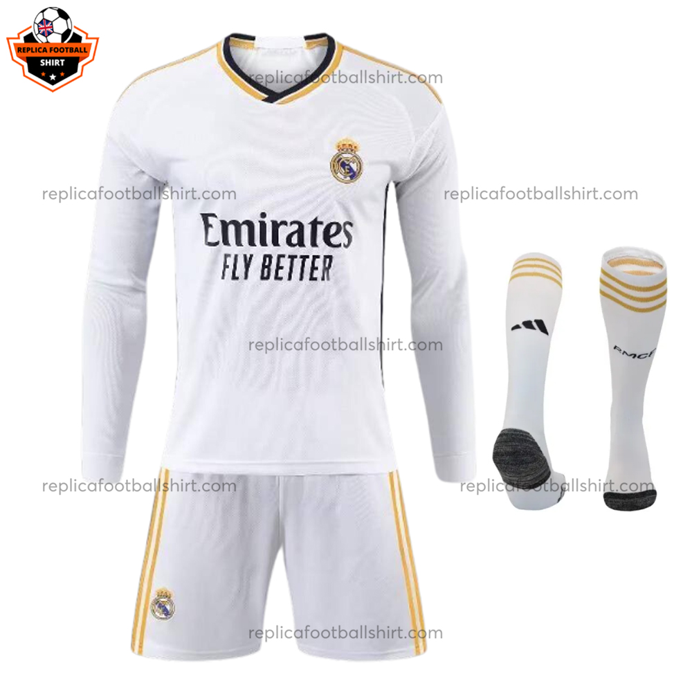 Real Madrid Home Kid Replica Kit Long Sleeve