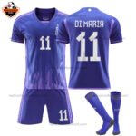 Argentina Away Kid Replica Football Kit 2022 DI MARÍA 11 Printed