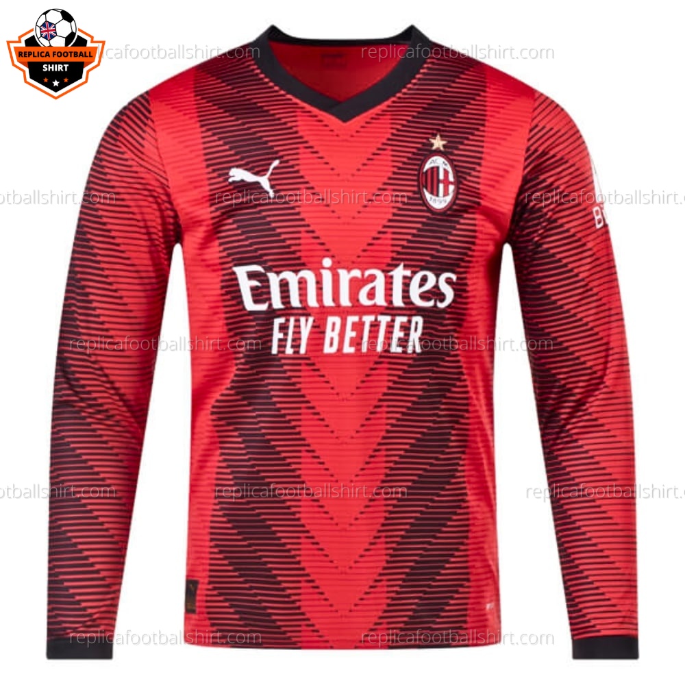 AC Milan Home Replica Shirt 2023/24 Long Sleeve