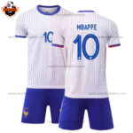 France Away Kid Replica Football Kit 2024 MBAPPE 10 Printed