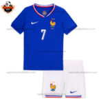 France Home Kid Replica Football Kit 2024 GRIEZMANN 7 Printed