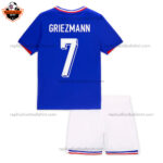 France Home Kid Replica Football Kit 2024 GRIEZMANN 7 Printed