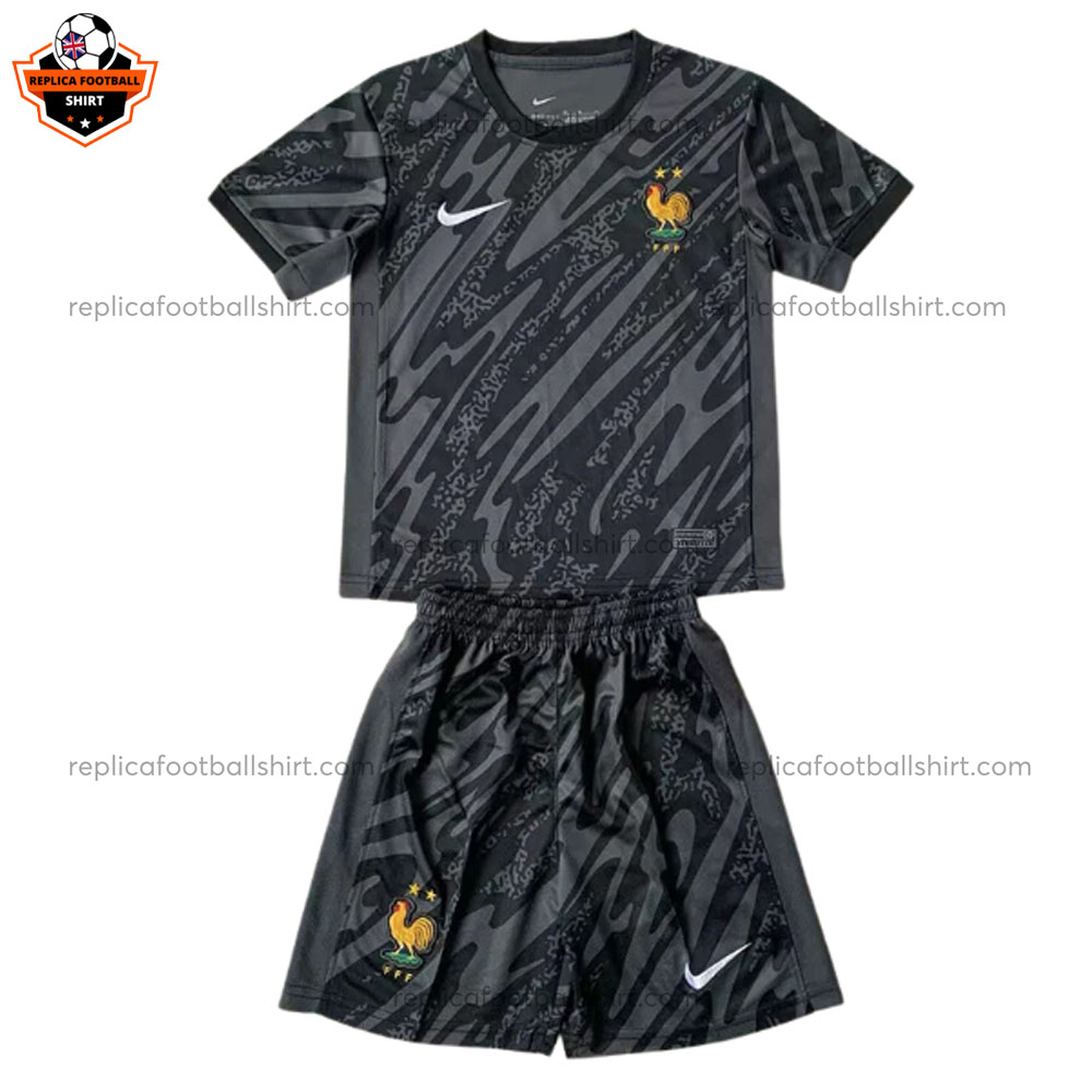 France Black Goalkeeper Kid Replica Kit 2024