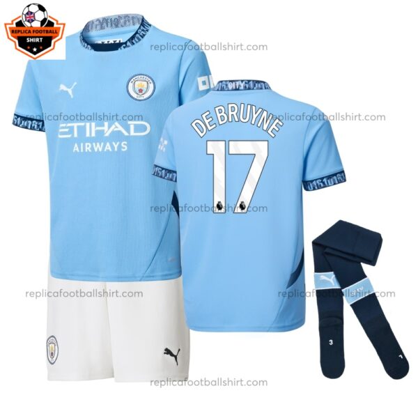 Man City De Bruyne 17 Home Kid Replica Football Kit 24/25 - front