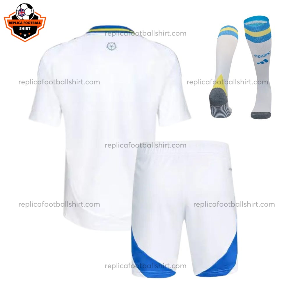 Leeds United Home Kid Replica Kit 24/25 - Back View With Socks