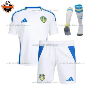 Leeds United Home Kid Replica Kit 24/25 - Front View With Socks