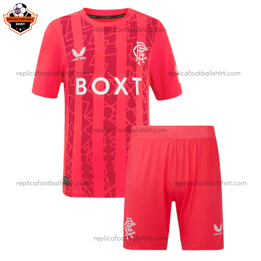 Rangers Red Goalkeeper Kid Replica Kit 2024/25