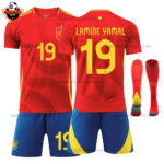 Spain Home For Men and Kid Replica Football Kit 2024 LAMINE YAMAL 19 Printed