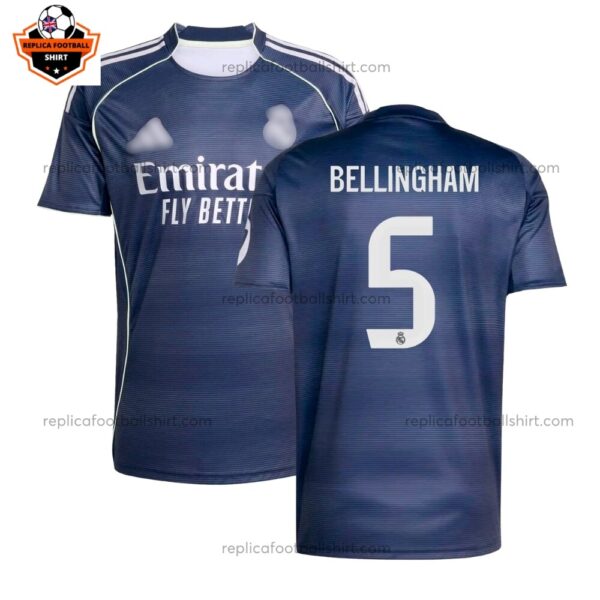 Real Madrid BELLINGHAM 5 Away Men Replica Football Shirt 2025/26 Full View
