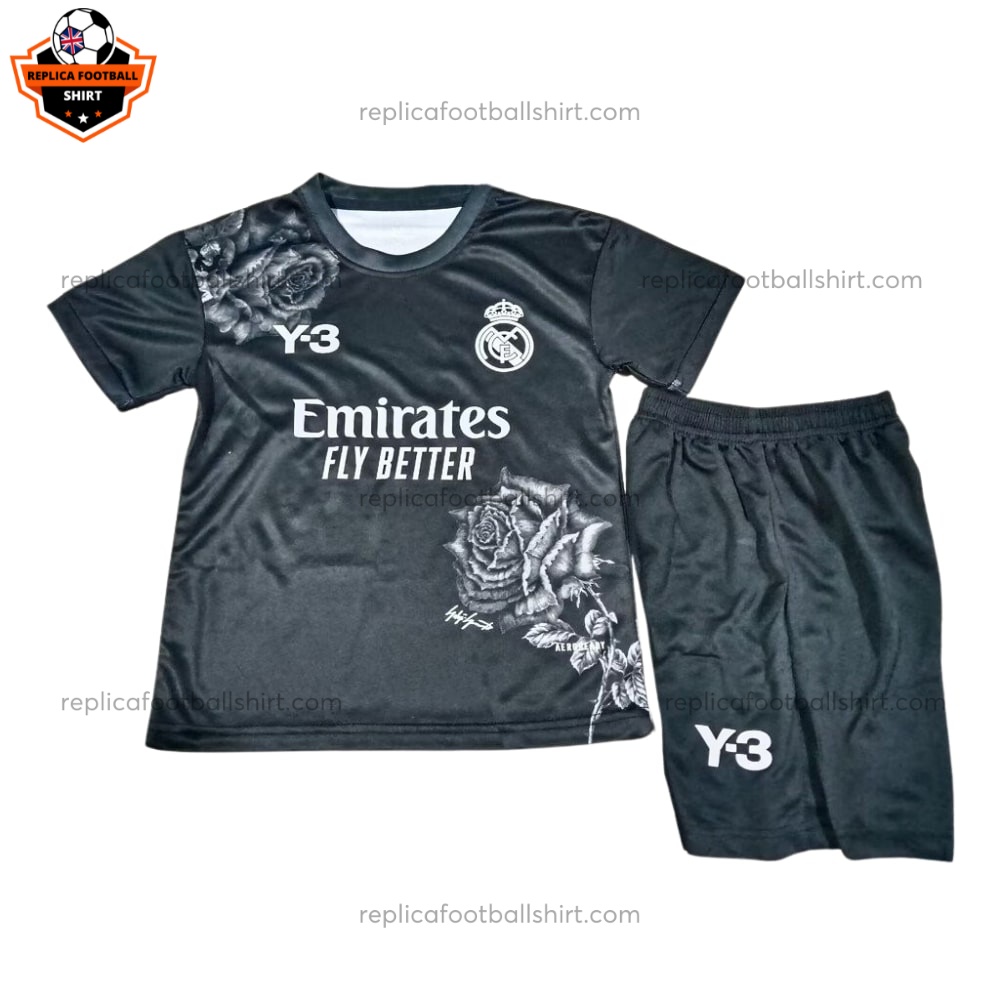 Real Madrid Y3 Black Kid Replica Kit 2024/25