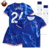 Chelsea Home Kid Replica Football Kit 24-25 JAMES 24 Printed