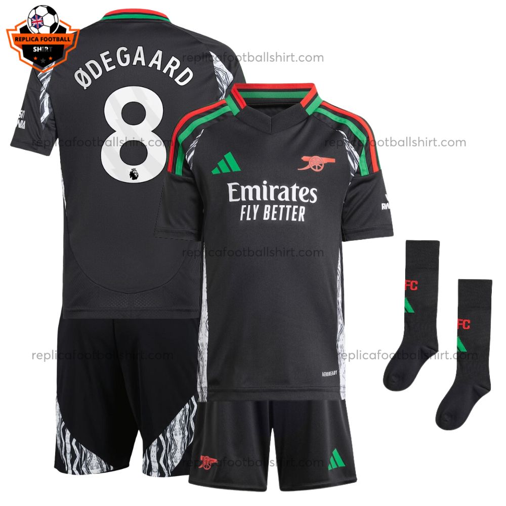 Arsenal Away Kid Replica Kit ODEGAARD 8 Printed - Front View