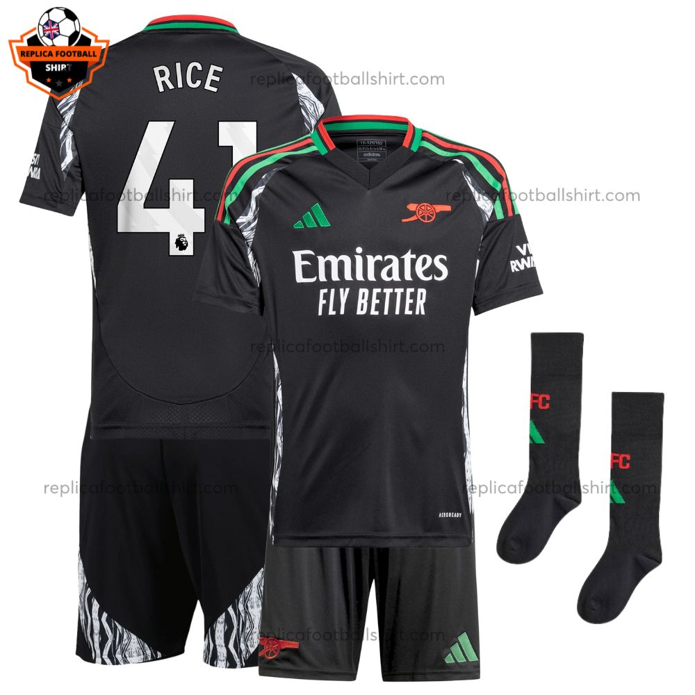 Arsenal Away Kid Replica Kit 24/25 RICE 41 Printed - Front View