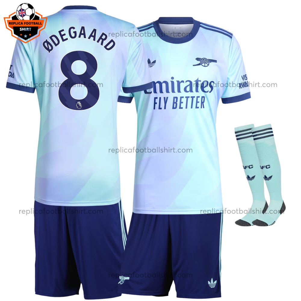 Arsenal Third Kid Replica Kit ODEGAARD 8 Printed - Front View