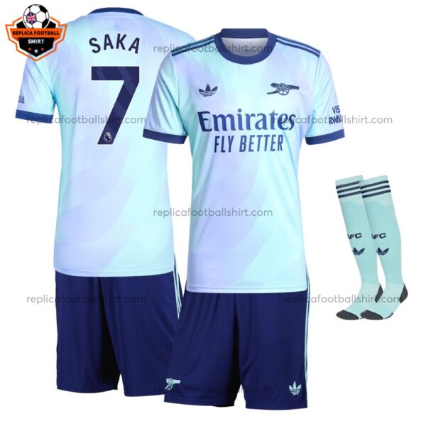 Arsenal Third Kid Replica Kit 24/25 SAKA 7 Printed