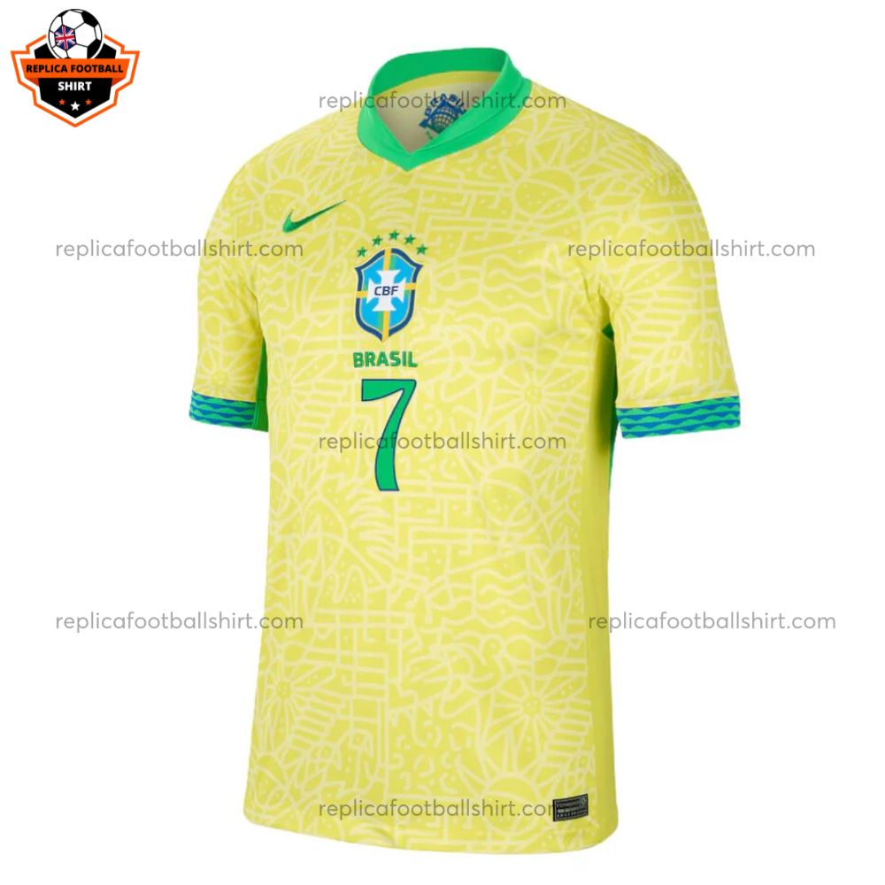 Brazil Home Kid Kit 24/25 VINI JR. 7 Printed - Front