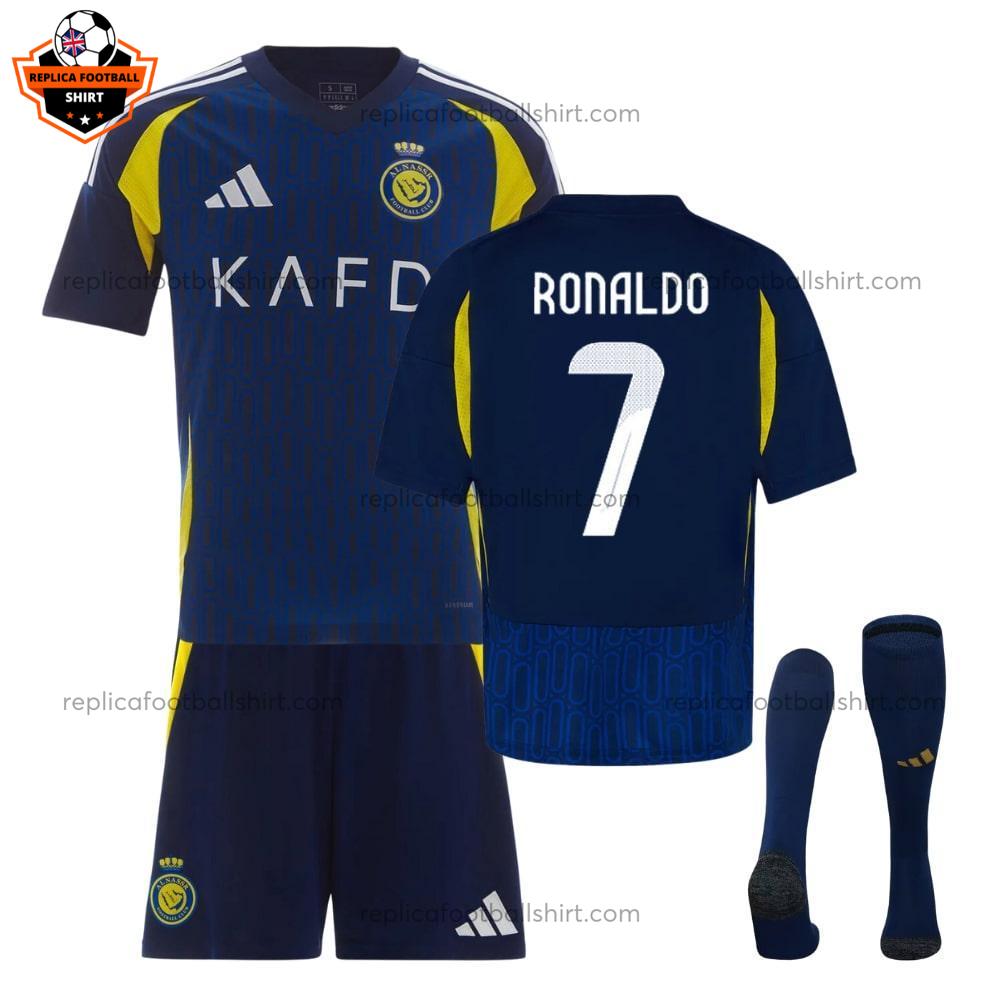 Al Nassr Away Kid Replica Football Kit 2024/25 RONALDO 7 Printed - Front View