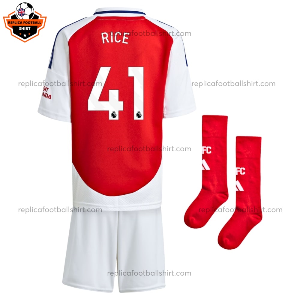 Arsenal Home Kid Replica Kit 24/25 RICE 41 Printed - Back View