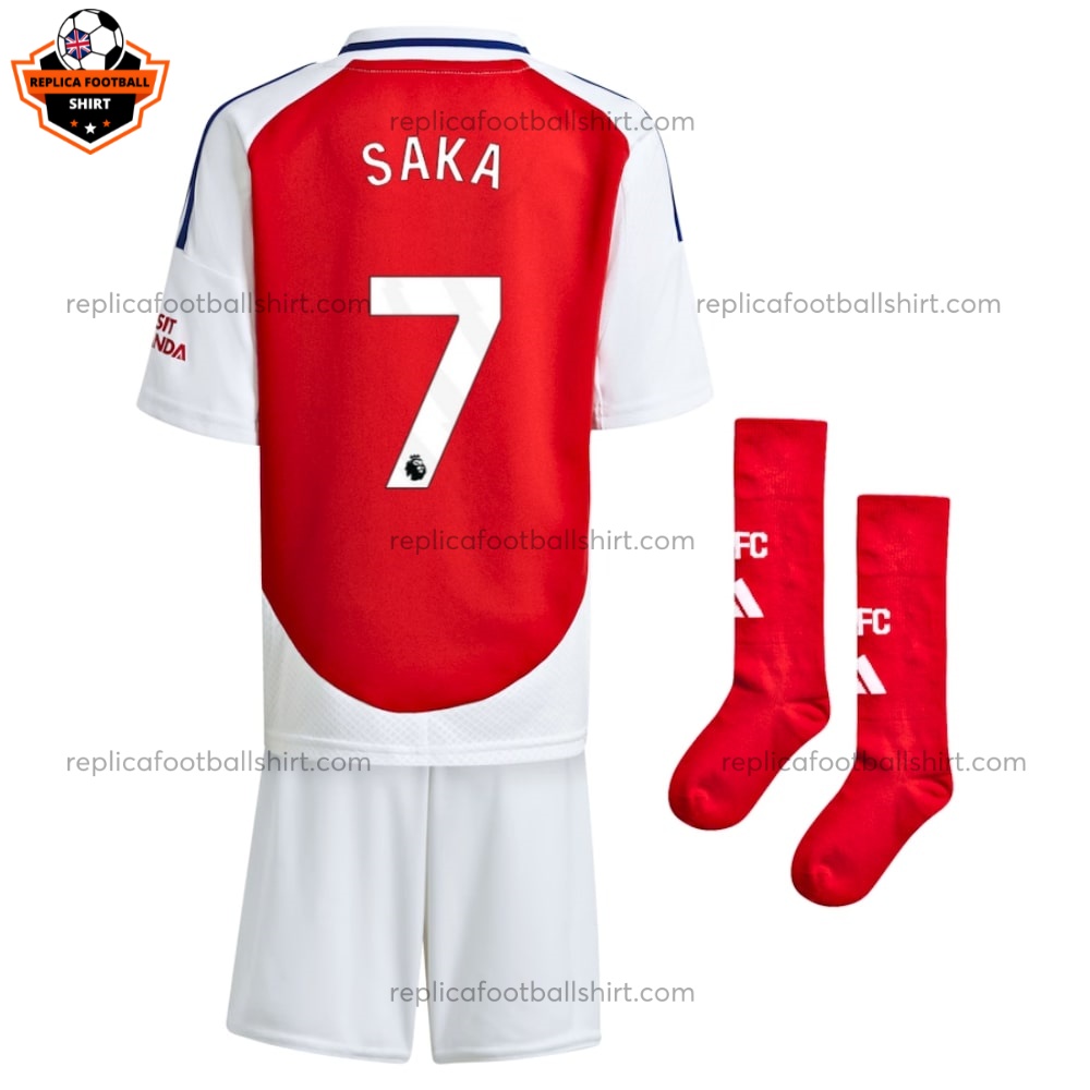 Arsenal Home Kid Replica Kit 24/25 SAKA 7 Printed - Back View