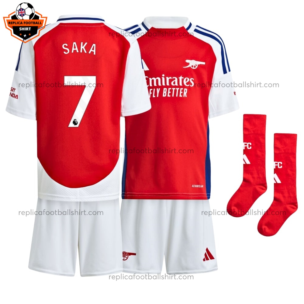 Arsenal Home Kid Replica Kit 24/25 SAKA 7 Printed - Front View