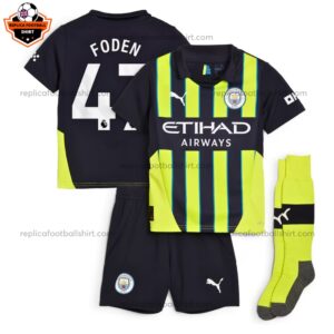 Man City Away Kids Replica Kit 24/25 Foden 47 - front