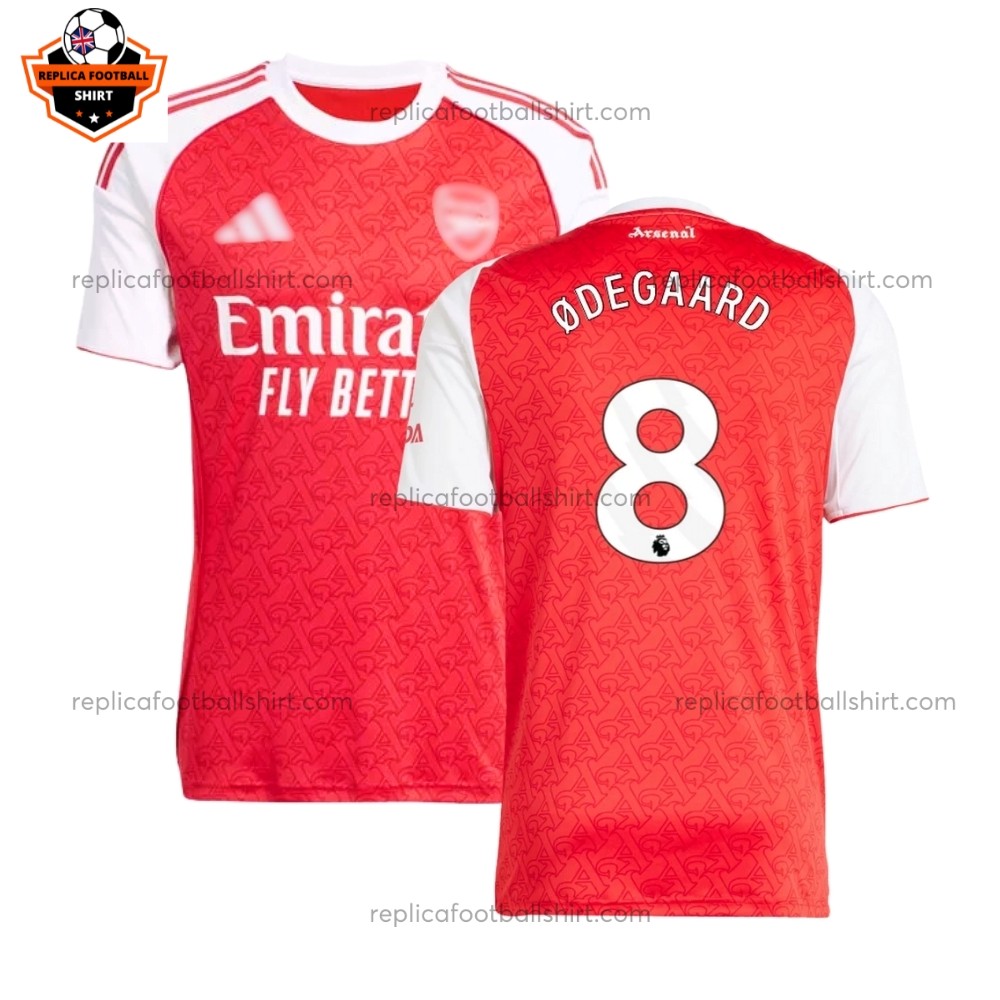 Arsenal Home Men Replica Football Shirt 2025/26 ØDEGAARD 8 Printed Full View