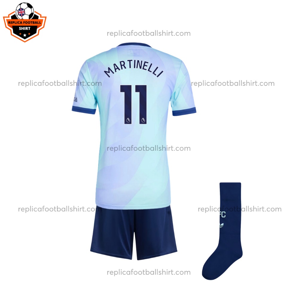 Arsenal Third Kid Replica Kit MARTINELLI 11 Printed - Back View