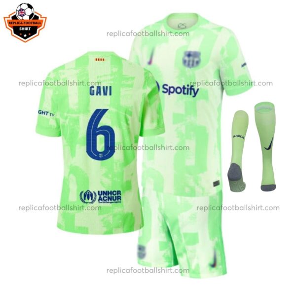 Barcelona GAVI 6 Third Kid Replica Football Kit 2024/25 Printed Full View
