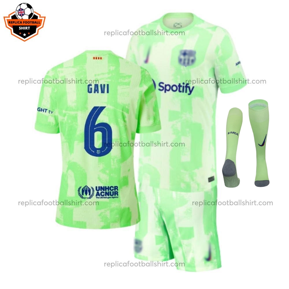 Barcelona GAVI 6 Third Kid Replica Football Kit 2024/25 Printed Full View