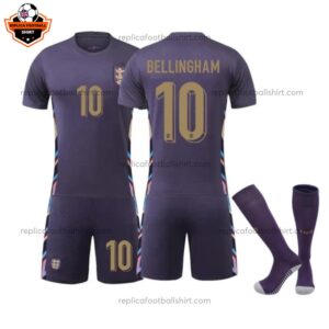 England Away Adult Replica Football Kit 2024 BELLINGHAM 10 Printed