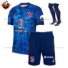 Atletico Madrid Third Kid Replica Kit 2024/25 - front view with sock