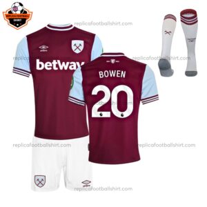 West Ham BOWEN 20 Home Kid Replica Kit 24/25 - Front View With Socks