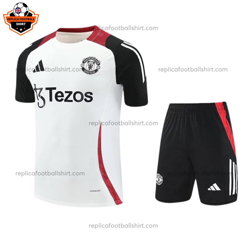 Manchester United Black White Training Kid Replica Football Kit 2024/25 - Front View