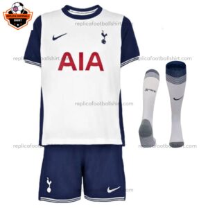 Tottenham Home Kids Replica Kit 2024/25 - Front View With Socks