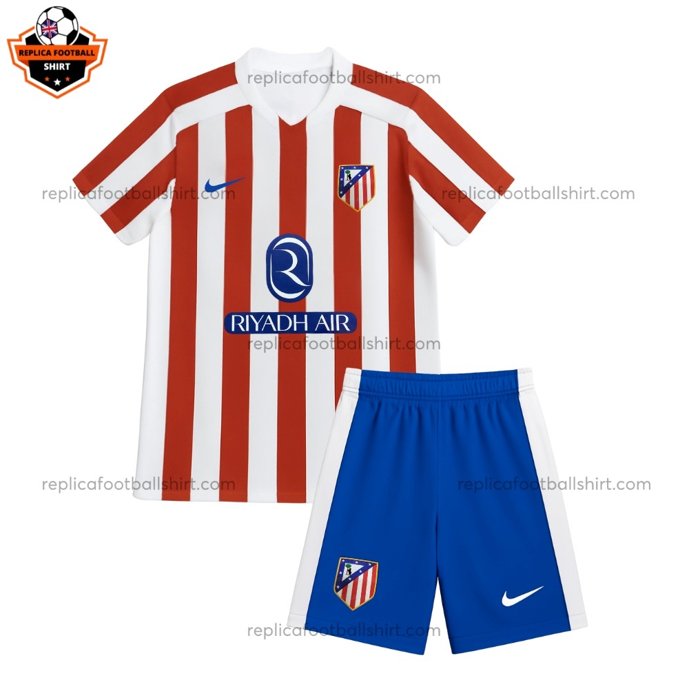 Atletico Madrid Home Kid Replica Football Kit 2025/26 Front View