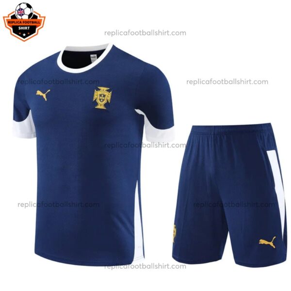 Portugal Navy Blue Pre Match Kid Replica Football Kit 2025/26 Front View