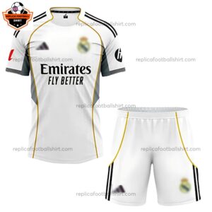Real Madrid Home Kid Replica Football Kit 2025/26 Front View