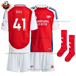Arsenal Home Kid Replica Football Kit 2024/25 RICE 41 - Over View