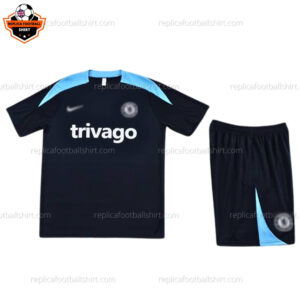 Chelsea Dark Blue Training Kid Replica Football Kit 2023/24 Short Sleeve - Front View
