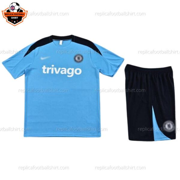Chelsea Light Blue Training Kid Replica Football Kit 2023/24 Short Sleeve - Front View