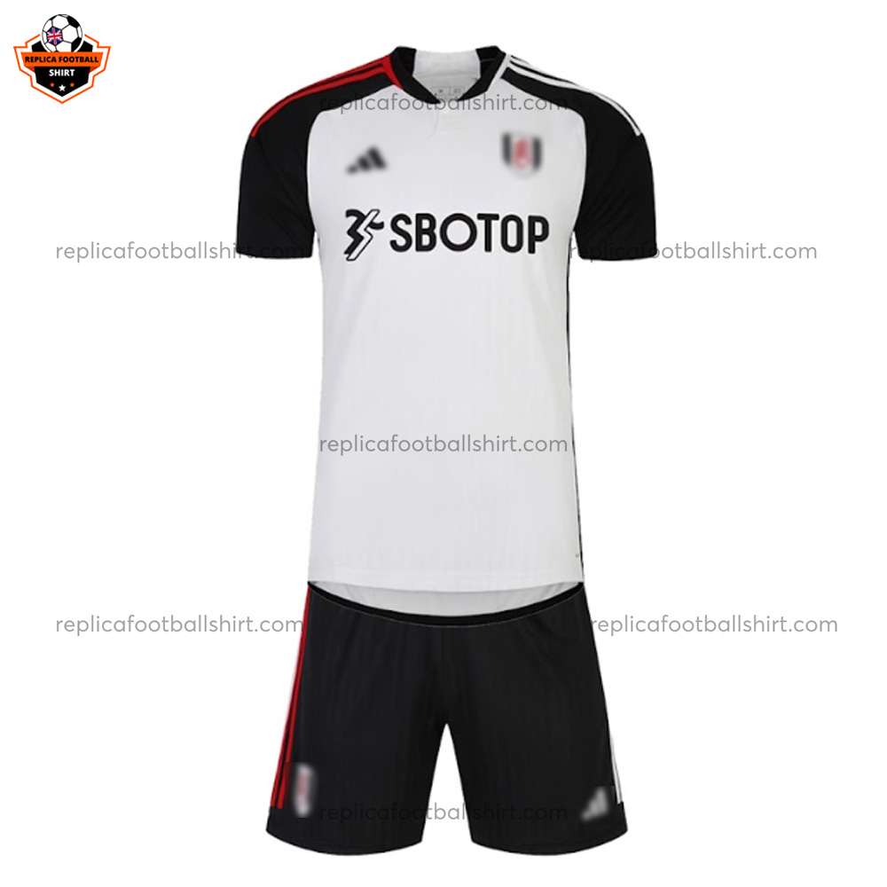 Fulham Home Kids Replica Kit 2023/24 - Front View No Socks